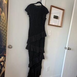 PrettyLittleThing Black Asymmetrical Ruffle Dress